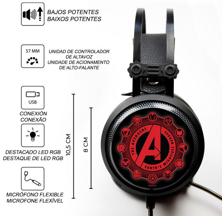 AURICULARES GAMING ERT GROUP AVENGERS MARVEL MODELO 1 - DSP0000012415 - Imagen 3
