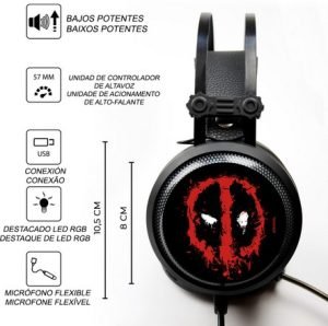 AURICULARES GAMING ER GROUP DEADPOOL MARVEL NEGRO - DSP0000012512 - Imagen 3