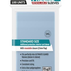 FUNDAS TRANSPARENTES DE CARTAS ULTIMATE GUARD PRECISE-FIT CIERRE REUTILIZABLE TAMAÑO ESTÁNDAR 100 UNIDADES - MGS0000023409